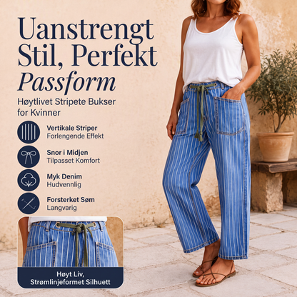 Damelodde jeans med vertikale striper og strekk