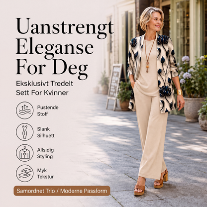 Elegant trykt 3-delt sett for kvinner