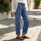 Casual jeans med elastisk stoff og rett ben for kvinner