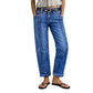 Casual jeans med elastisk stoff og rett ben for kvinner