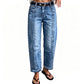 Casual jeans med elastisk stoff og rett ben for kvinner