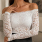 Off-the-shoulder-T-skjorte i blonder for kvinner