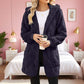 🌸 50 % RABATT NÅ! Myk fleece-kofta med hette, strukturert rutemønster, åpen foran og med lommer