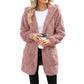 🌸 50 % RABATT NÅ! Myk fleece-kofta med hette, strukturert rutemønster, åpen foran og med lommer