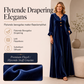 Elegant fløyels-makskjole for kvinner med volangermer