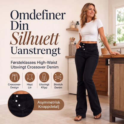 Jeans med høy midje og korsformet, asymmetrisk design for kvinner