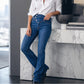 Jeans med høy midje og korsformet, asymmetrisk design for kvinner