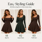🍂 Minikjole med lange ermer og firkantet hals til damer – feminin eleganse og uanstrengt høststil