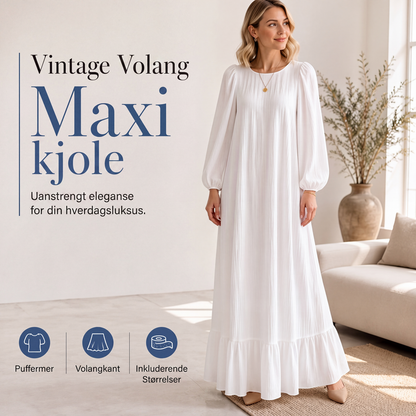 Langermet maxikjole med volangkant for kvinner