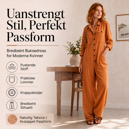 🍂 Cargo-jumpsuit med vide ben for damer – uanstrengt, praktisk stil og høstlig komfort