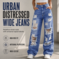 ✨Uanstrengt hverdagsstil | Jeans for kvinner med slitt utseende, høy midje og vide ben