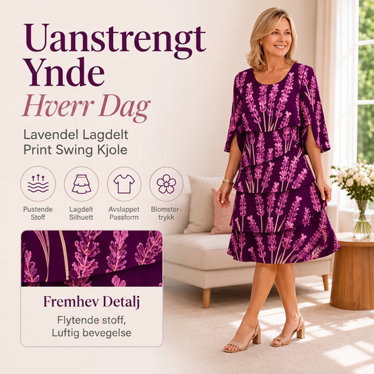 Kvinneblomstret kjole med volanger og lagdelt design