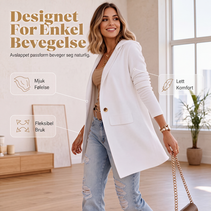 Uformell jakke med krage og lange ermer for kvinner