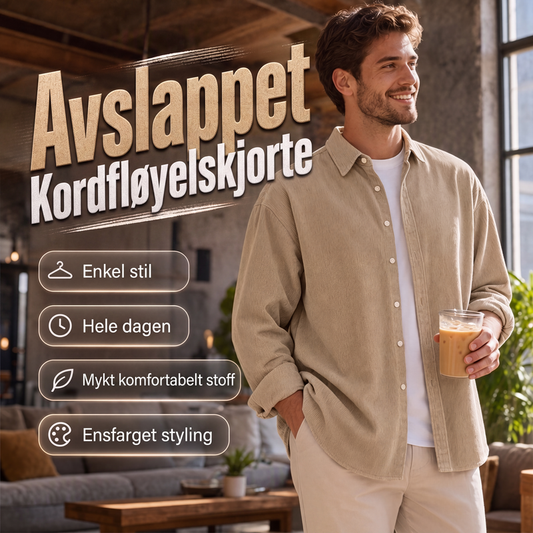 Herre uformell kordfløyel skjorte med knapper