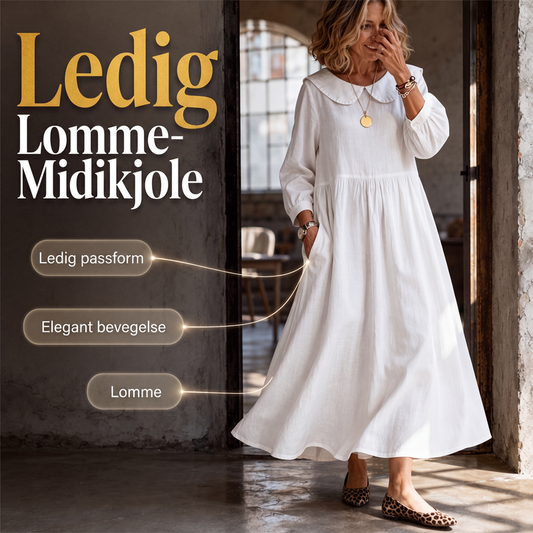 Løstsittende langermet maxikjole for kvinner med lommer