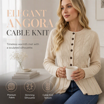 Kabelstrikket cardigan med knapper for damer