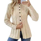Kabelstrikket cardigan med knapper for damer