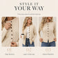 Kabelstrikket cardigan med knapper for damer