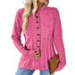 Kabelstrikket cardigan med knapper for damer