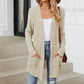 🍂 Høstens must-have | Lang strikket cardigan for damer med striper, åpen front og lommer