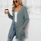 🍂 Høstens must-have | Lang strikket cardigan for damer med striper, åpen front og lommer