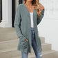 🍂 Høstens must-have | Lang strikket cardigan for damer med striper, åpen front og lommer