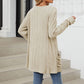 🍂 Høstens must-have | Lang strikket cardigan for damer med striper, åpen front og lommer