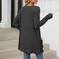 🍂 Høstens must-have | Lang strikket cardigan for damer med striper, åpen front og lommer