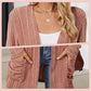 🍂 Høstens must-have | Lang strikket cardigan for damer med striper, åpen front og lommer