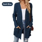 🍂 Høstens must-have | Lang strikket cardigan for damer med striper, åpen front og lommer