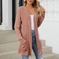 🍂 Høstens must-have | Lang strikket cardigan for damer med striper, åpen front og lommer