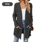 🍂 Høstens must-have | Lang strikket cardigan for damer med striper, åpen front og lommer