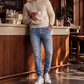 Jeans-joggebukser for menn med smal passform og elastisk midje