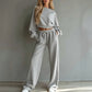 2-delt sett med sweatshirt og bukser for kvinner
