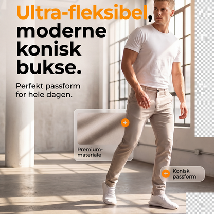 Moderne stretchbukser med smale bein
