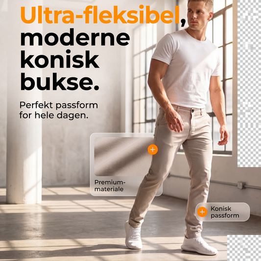 Moderne stretchbukser med smale bein