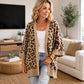 Stilig leopardmønstret strikkekåpe for kvinner