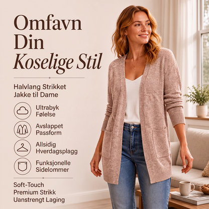 Uformell strikket cardigan for kvinner med åpen front
