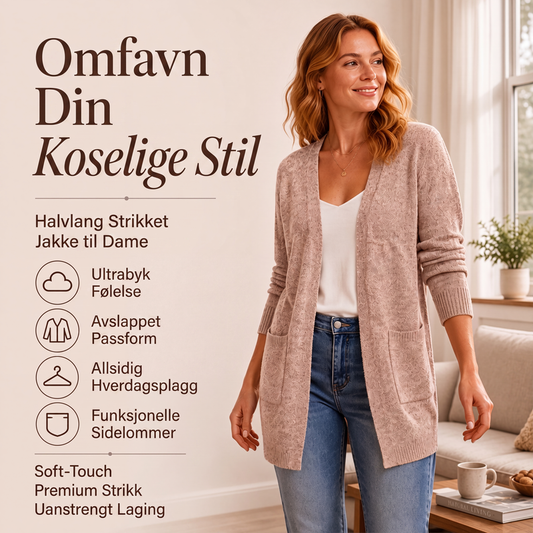 Uformell strikket cardigan for kvinner med åpen front