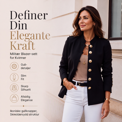 Elegant, ettersittende blazer for kvinner med gullknapper