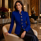Elegant, ettersittende blazer for kvinner med gullknapper