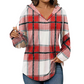 Langermete skjorter med hette, rutemønster, snøring i livet og V-hals for kvinner