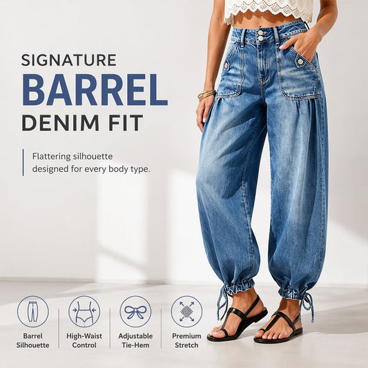 ✨ Kledende denimstil | Barrel-jeans for damer med høy midje og justerbar kant