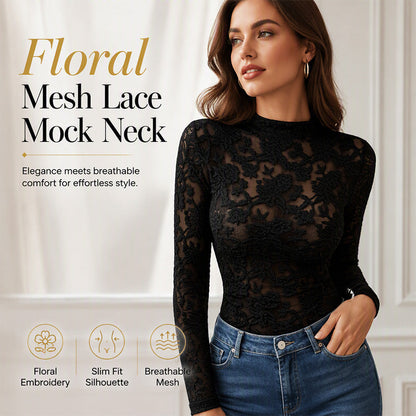 Elegant langermet bluse i blonder for damer