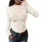 Elegant langermet bluse i blonder for damer