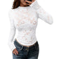 Elegant langermet bluse i blonder for damer
