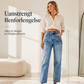 Jeans med høy midje og strekk for kvinner, rett ben