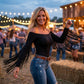 Dame western-stil off-shoulder-topp med frynsete ermer