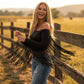 Dame western-stil off-shoulder-topp med frynsete ermer