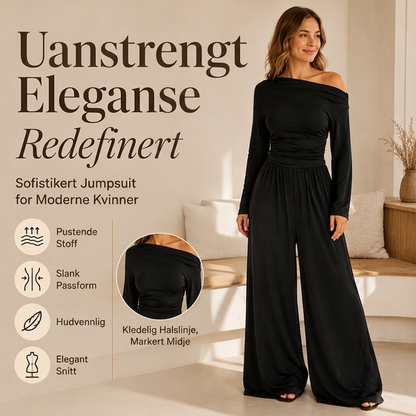 Offskulder jumpsuit med vide ben for kvinner